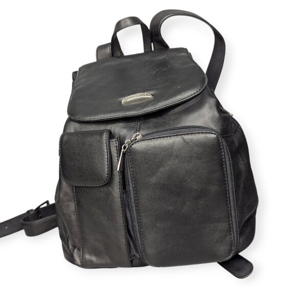 Wilsons Leather Pelle Studio Black Soft Leather Backpack Purse - Picture 2 of 16